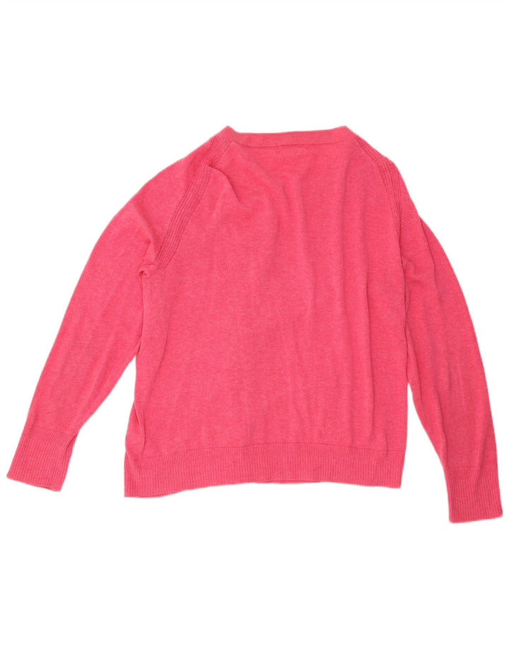Suéter cardigã feminino White Stuff UK 16 algodão rosa grande