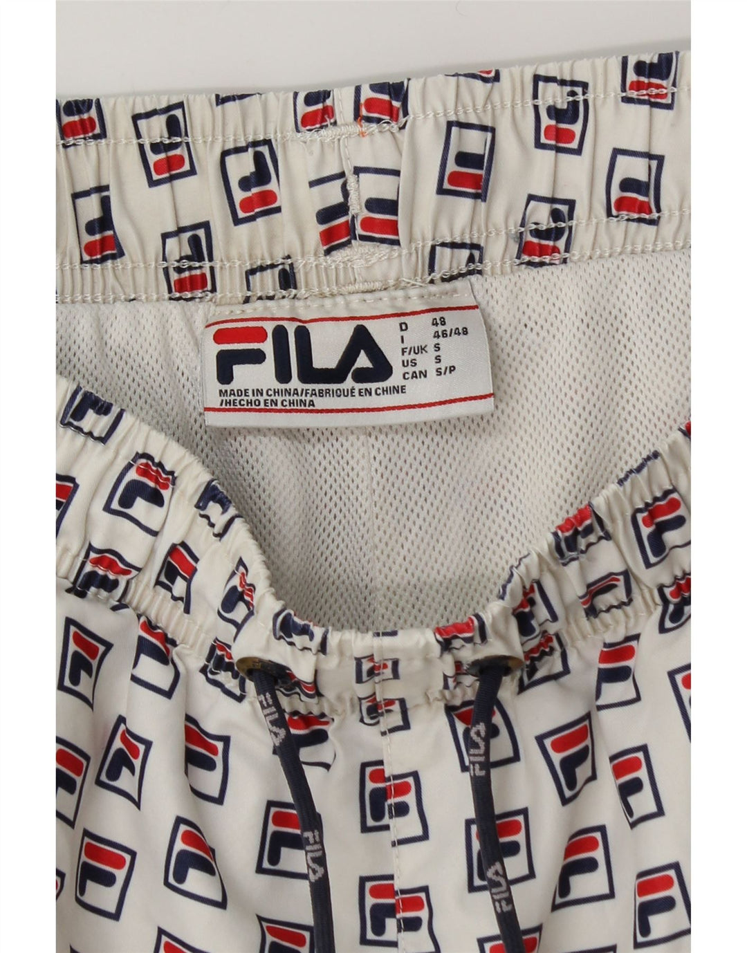 Shorts de natação masculino FILA Graphic pequeno poliéster branco