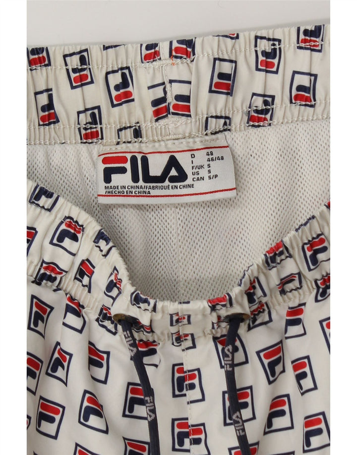 Shorts de natação masculino FILA Graphic pequeno poliéster branco