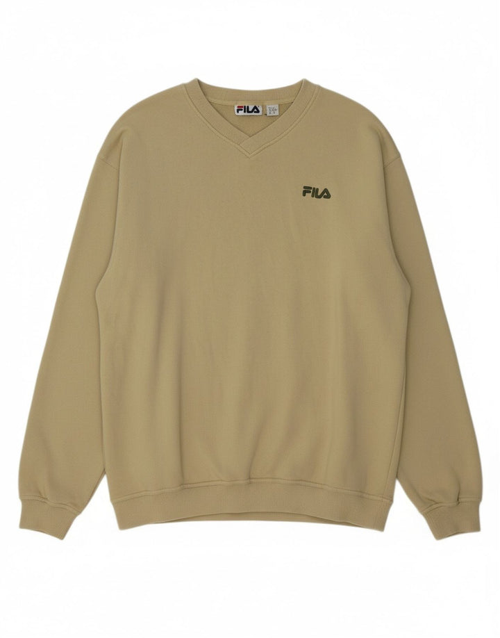 FILA Moletom Masculino Jumper Grande Algodão Bege