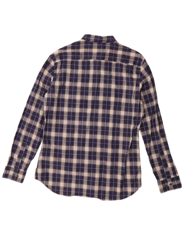 Camisa masculina FRENCH CONNECTION de algodão xadrez azul marinho médio