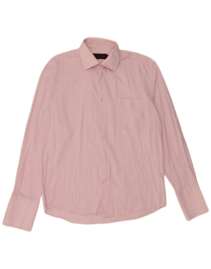 Camisa masculina PIERRE CARDIN grande algodão espinha de peixe rosa