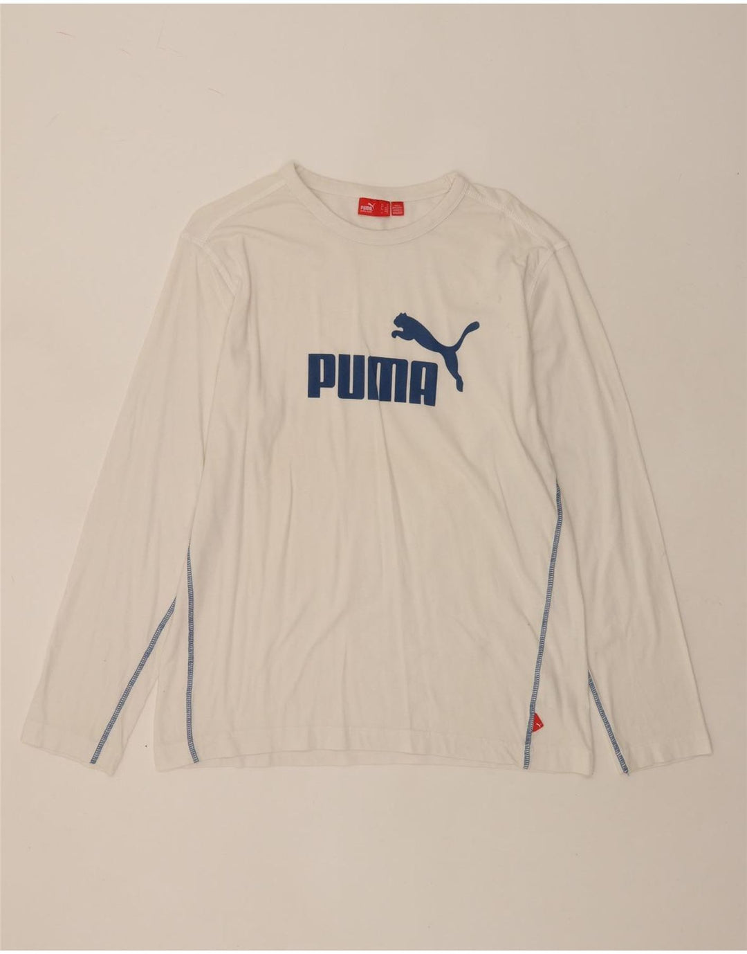 PUMA Mens Graphic Top Manga Longa Médio Algodão Branco