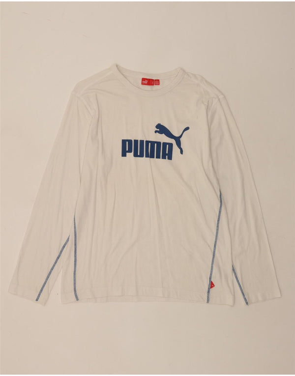 PUMA Mens Graphic Top Manga Longa Médio Algodão Branco
