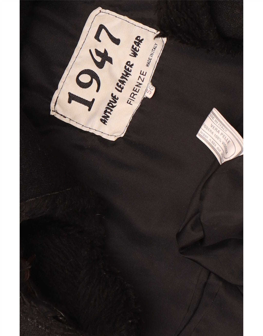 Jaqueta de couro militar masculina vintage IT 56 3XL couro preto