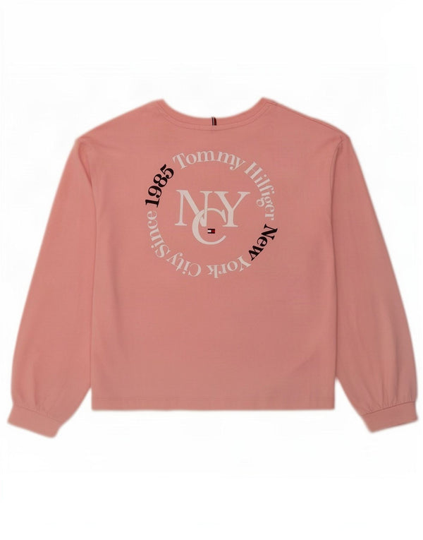 Tommy Hilfiger Girls Graphic Top Long Sleeve 13-14 Years Pink Cotton