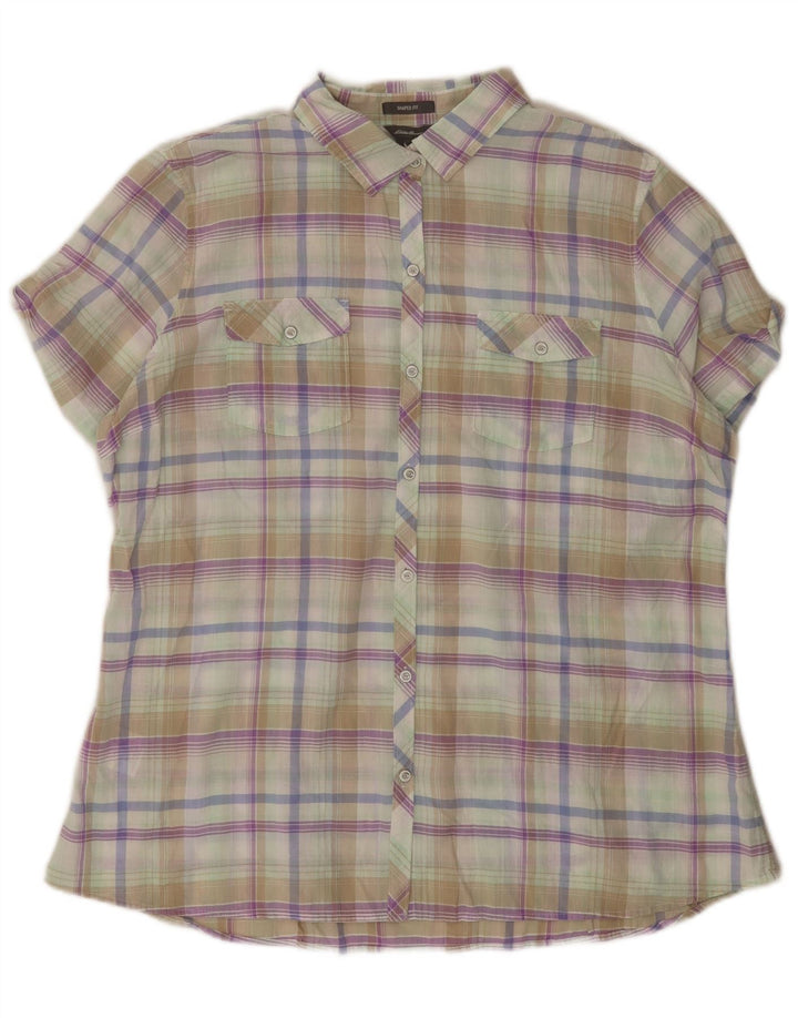EDDIE BAUER Camisa Feminina Shaped Fit UK 18 XL Xadrez Multicolorido