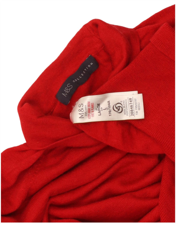 Suéter feminino Marks & Spencer com gola redonda e lã Merino vermelha grande Reino Unido 16
