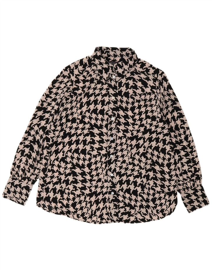 Blusa feminina MARKS & SPENCER UK 14 grande preta houndstooth