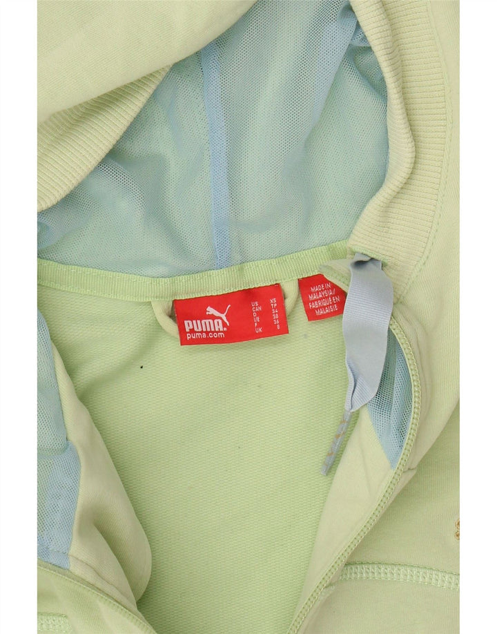 Suéter feminino PUMA com capuz e zíper gráfico UK 8 pequeno verde