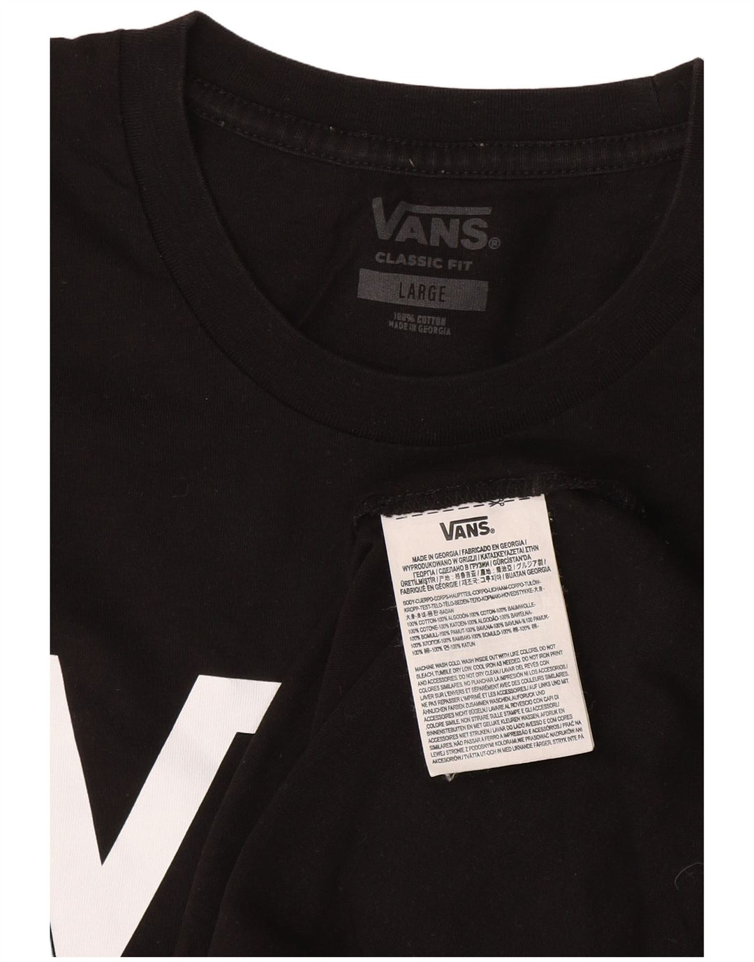 Camiseta Vans Masculina Classic Fit Graphic Top Grande Algodão Preto