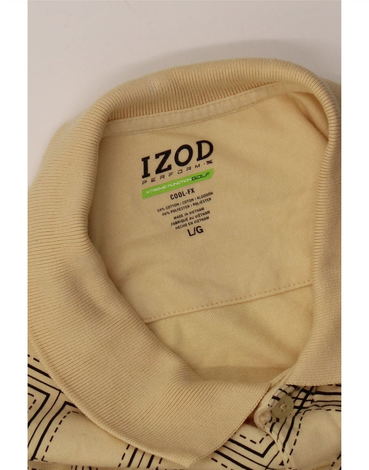 Camisa polo masculina Izod grande algodão xadrez amarelo