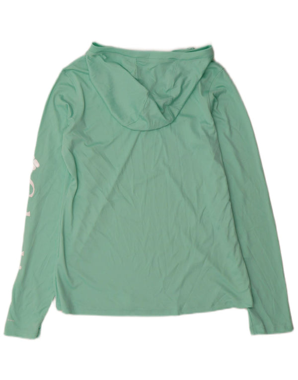 Blusa feminina Columbia com capuz e manga comprida UK 10 poliéster verde pequeno