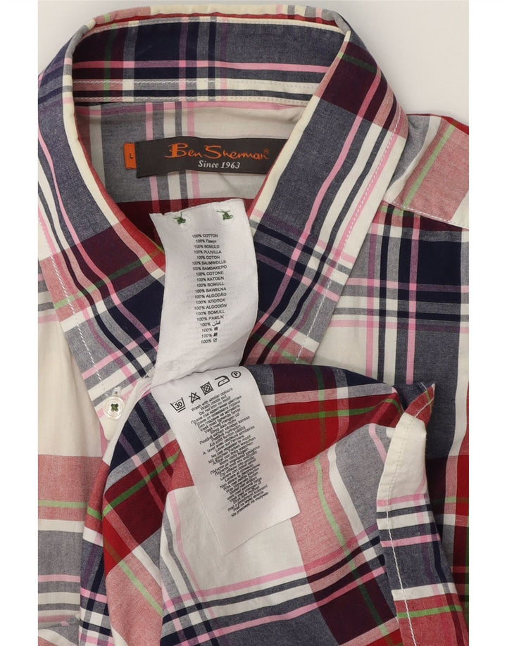 Camisa masculina de manga curta BEN SHERMAN grande algodão xadrez multicolorido