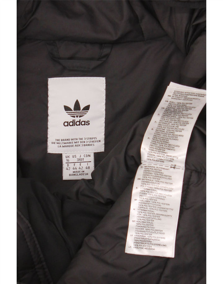 Jaqueta acolchoada com capuz feminina Adidas UK 16 grande poliéster preto