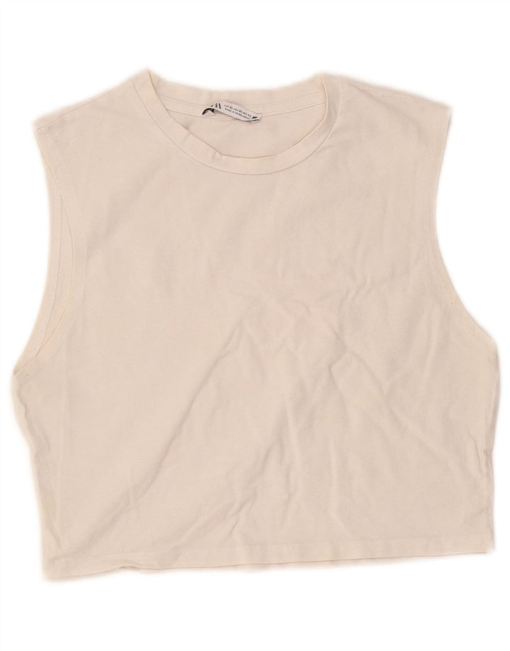 Top colete feminino Zara UK 18 XL branco