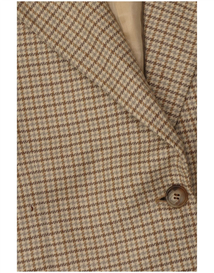 Luisa Spagnoli Jaqueta blazer feminina de 2 botões IT 48 XL Bege Houndstooth