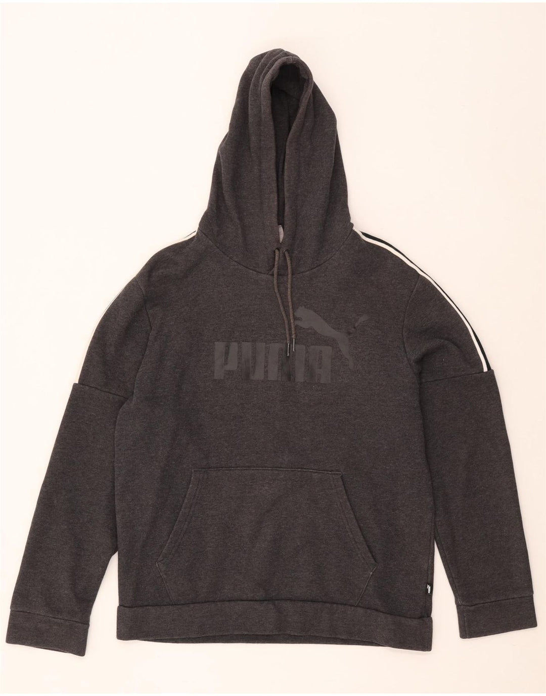 Puma masculino gráfico moletom com capuz cinza médio algodão colorblock