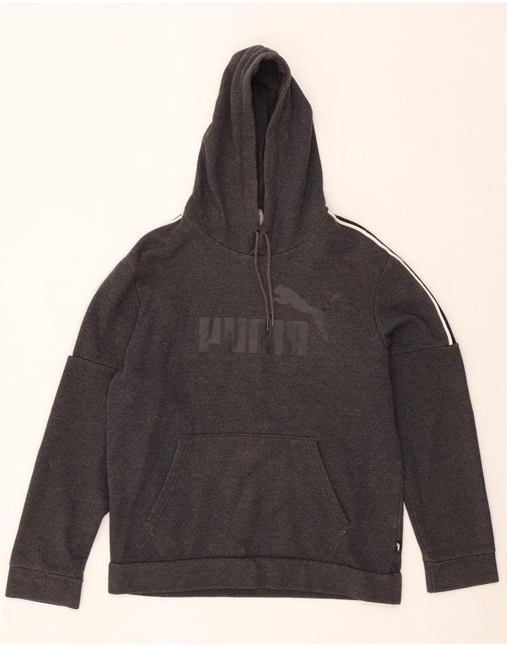 Puma masculino gráfico moletom com capuz cinza médio algodão colorblock