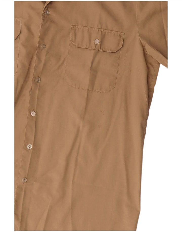 Camisa masculina vintage de manga curta grande bege
