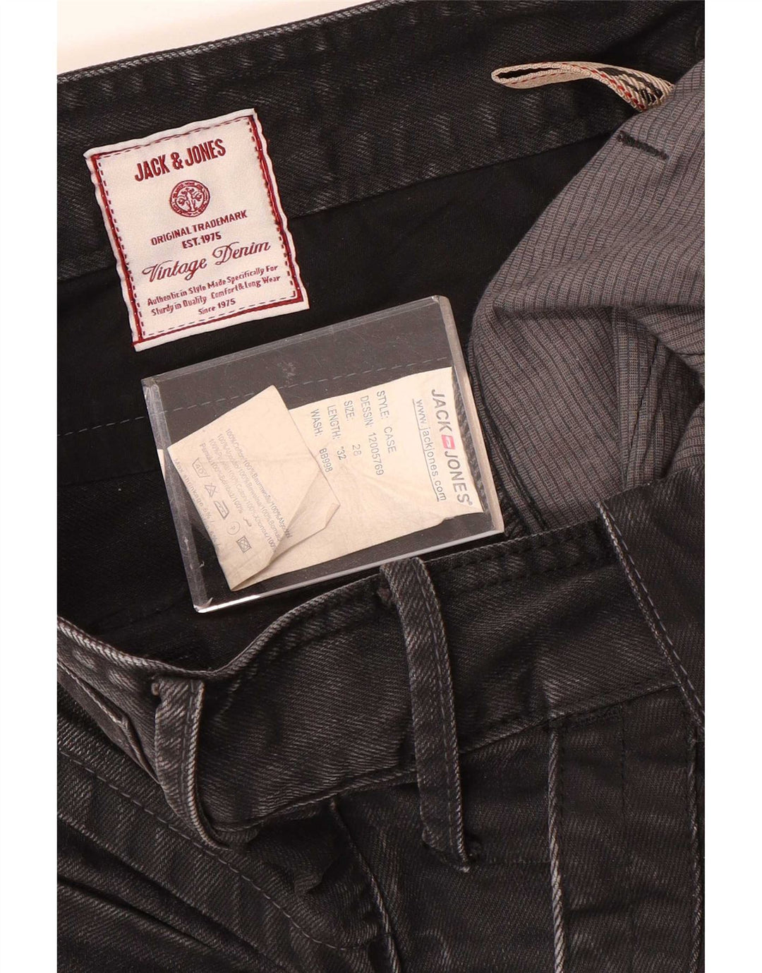 Jack & Jones Mens Cargo Straight Jeans W28 L32 Algodão Cinza