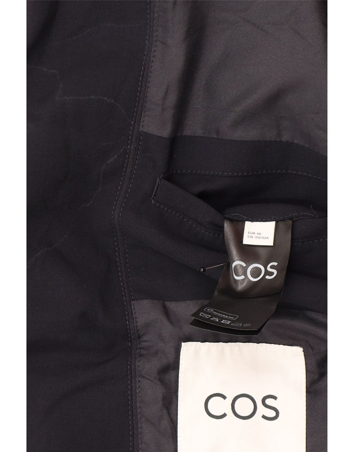 Cos Mens Jaqueta Blazer de 2 Botões EU 46 Pequena Lã Azul Marinho