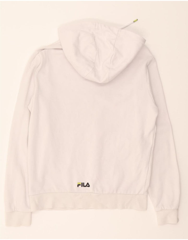 FILA Mens Graphic Hoodie Jumper XS White Cotton Vintage Fila and Second-Hand Fila from Messina Hembry 