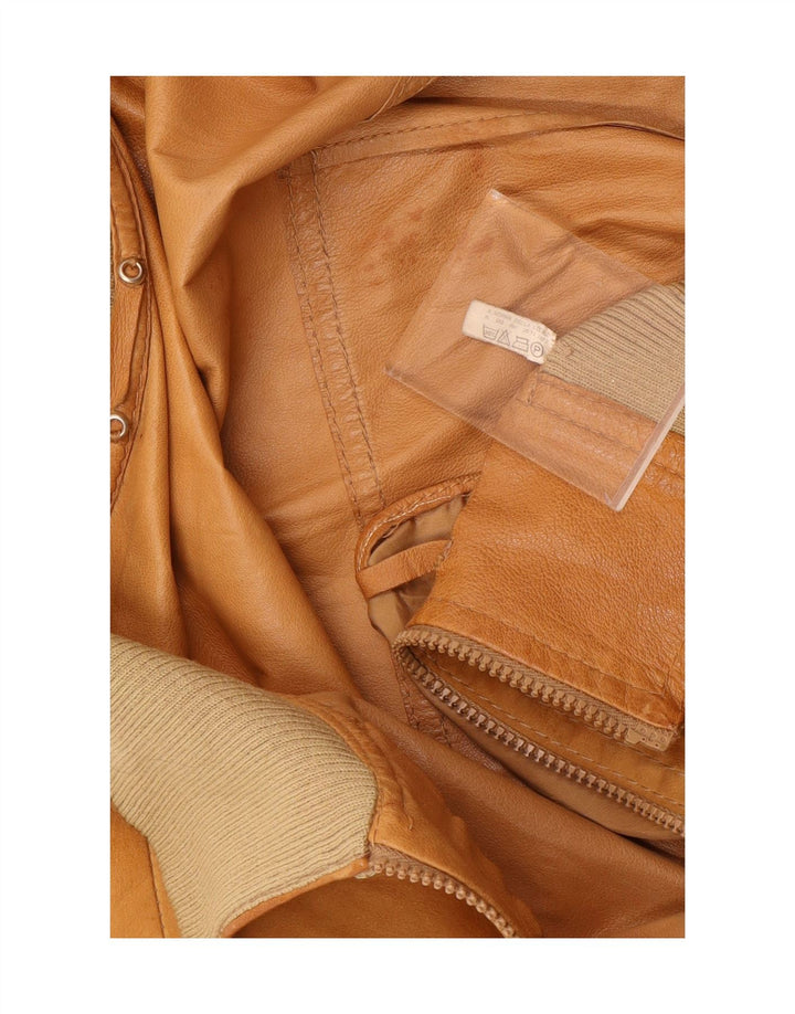 Jaqueta bomber masculina vintage de camurça Reino Unido 36 couro marrom pequeno