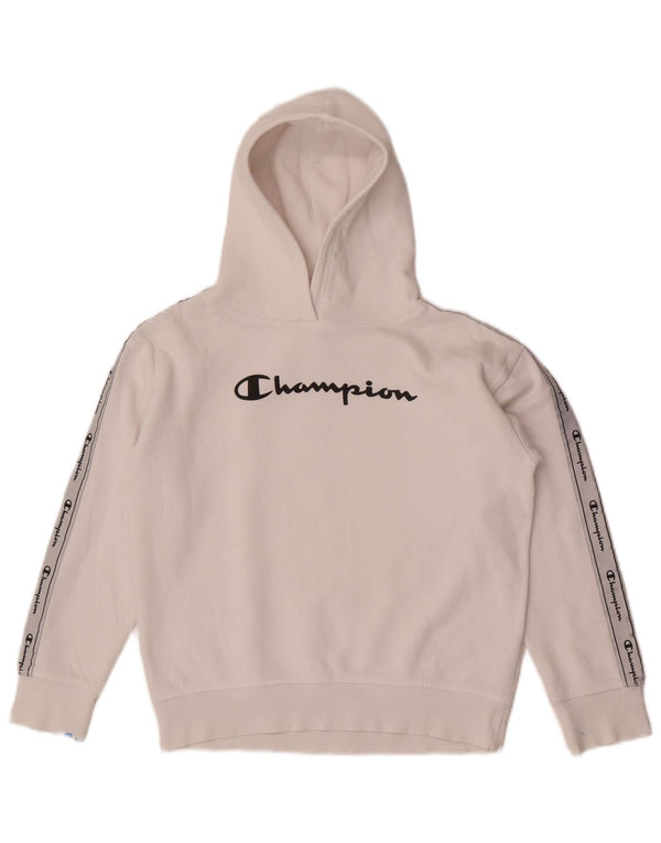 Jumper com capuz gráfico feminino Champion 9-10 anos médio algodão branco