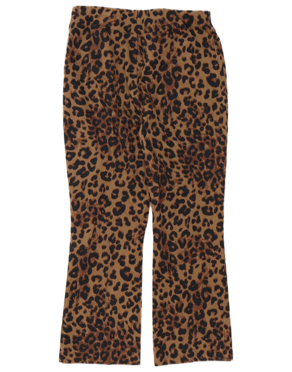Calça feminina Zara Bootcut grande W30 L27 marrom animal print algodão