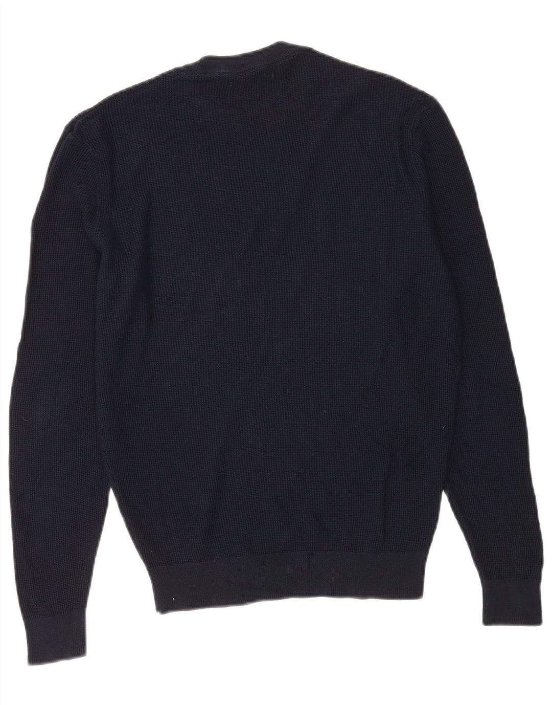 Zara Suéter masculino com gola redonda pequeno algodão azul marinho