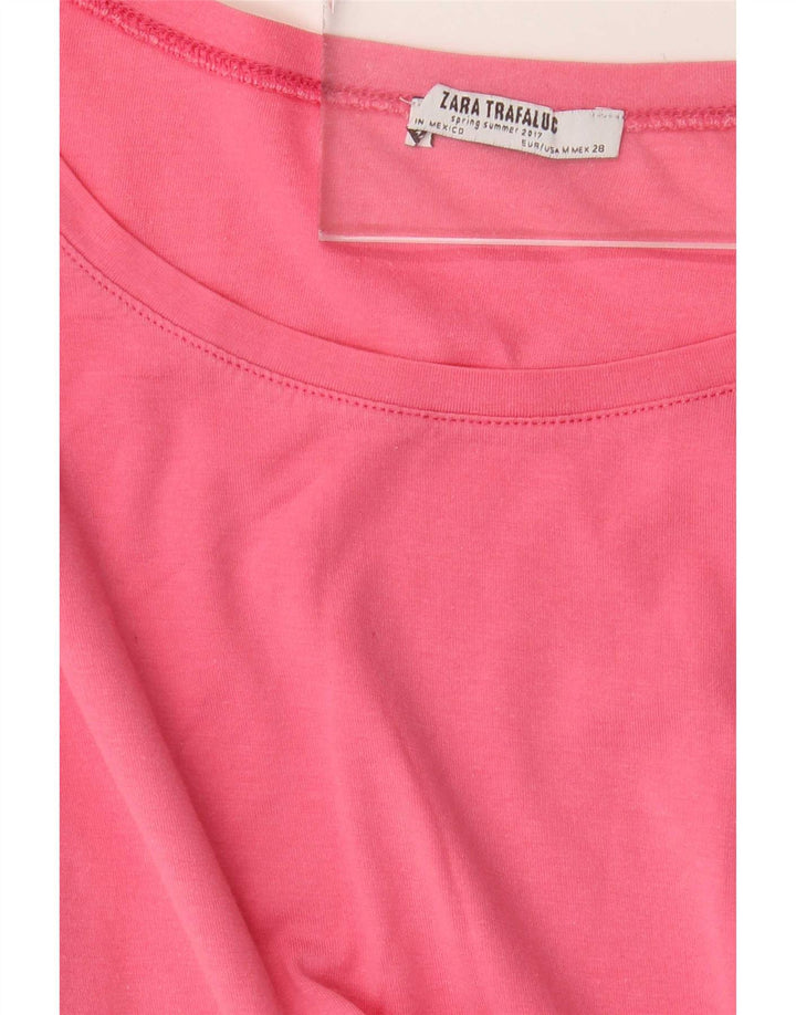 Camiseta feminina Zara Trafaluc Top UK 14 rosa médio