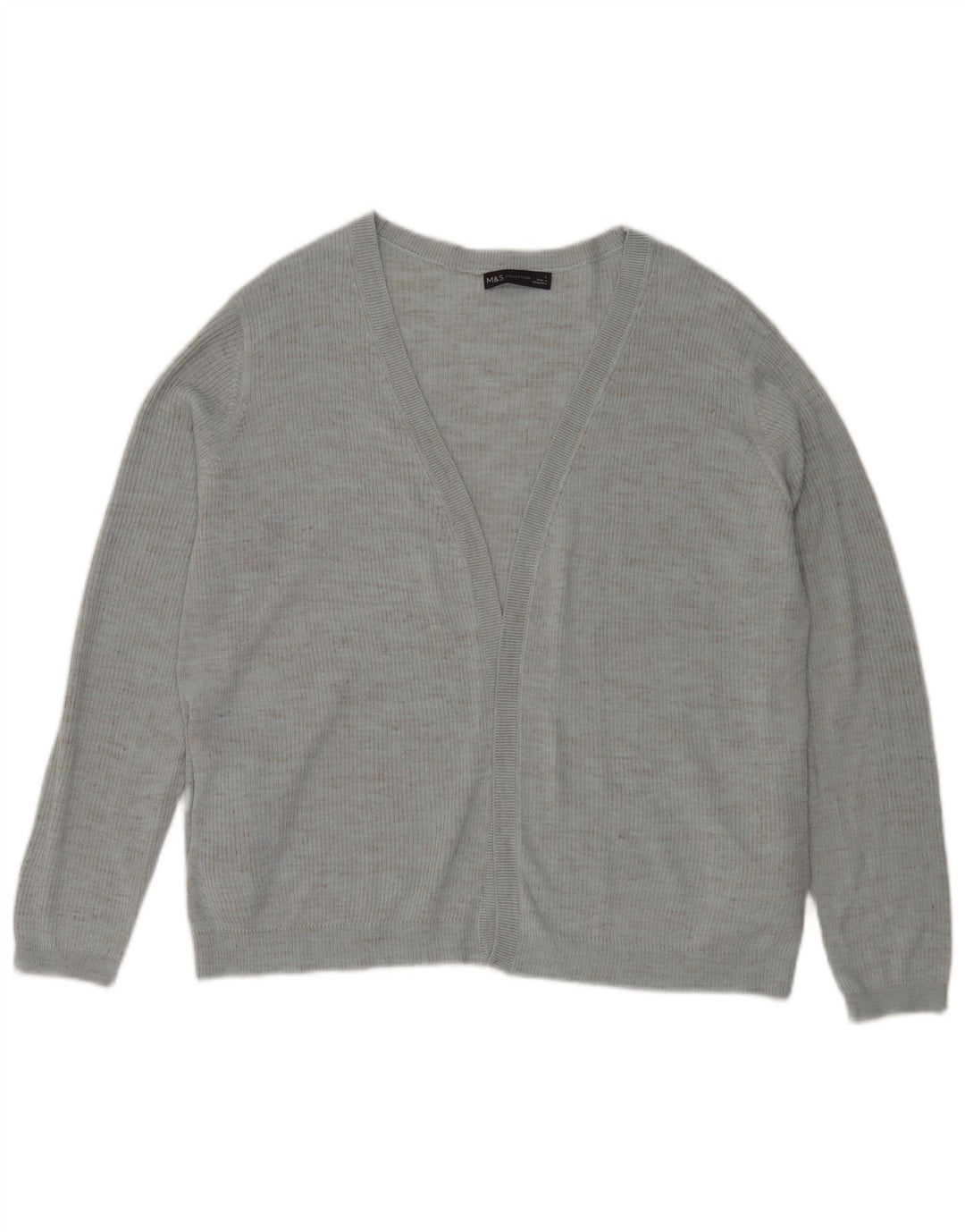 Suéter cardigã feminino grande Marks & Spencer UK 16 grande azul manchado