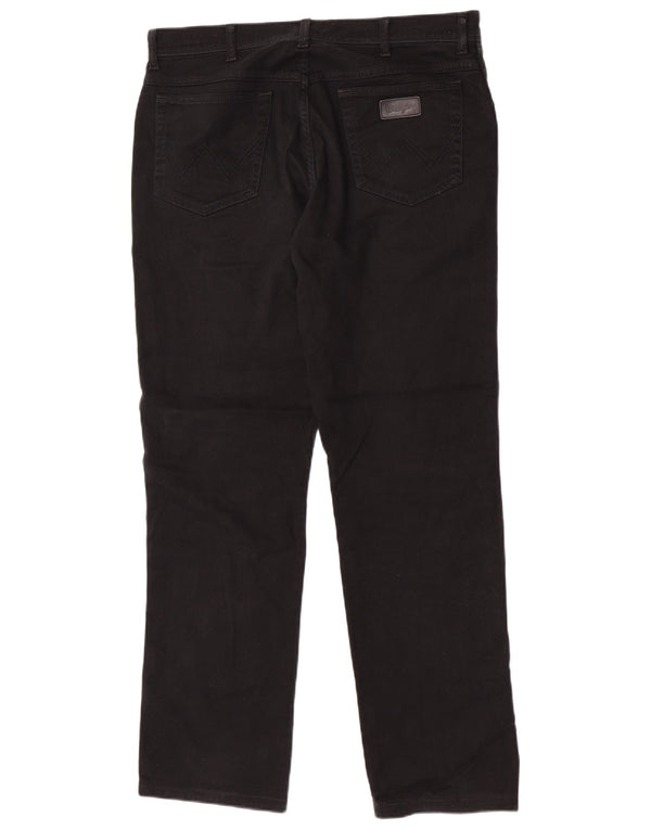 Wrangler Masculino Texas Stretch Straight Jeans W36 L32 Algodão Preto