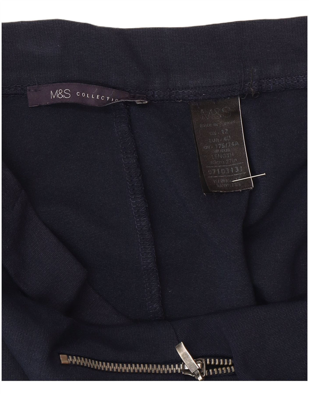 Saia midi feminina Marks & Spencer Reino Unido 12 médio W30 azul marinho poliamida