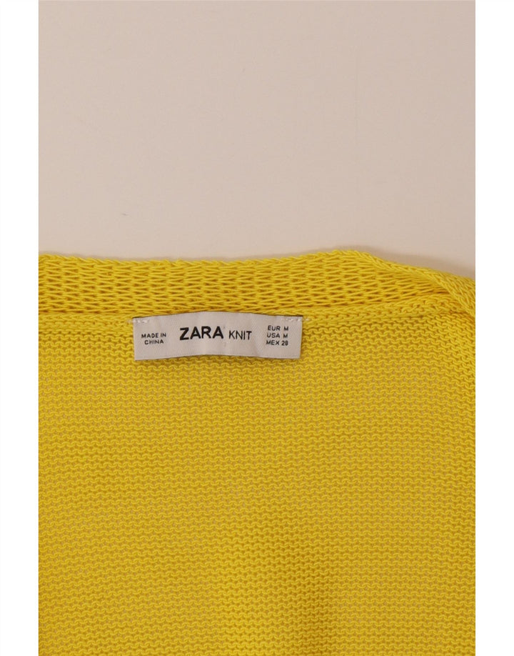 Zara Suéter Cardigan Oversized Feminino Reino Unido 12 Médio Amarelo