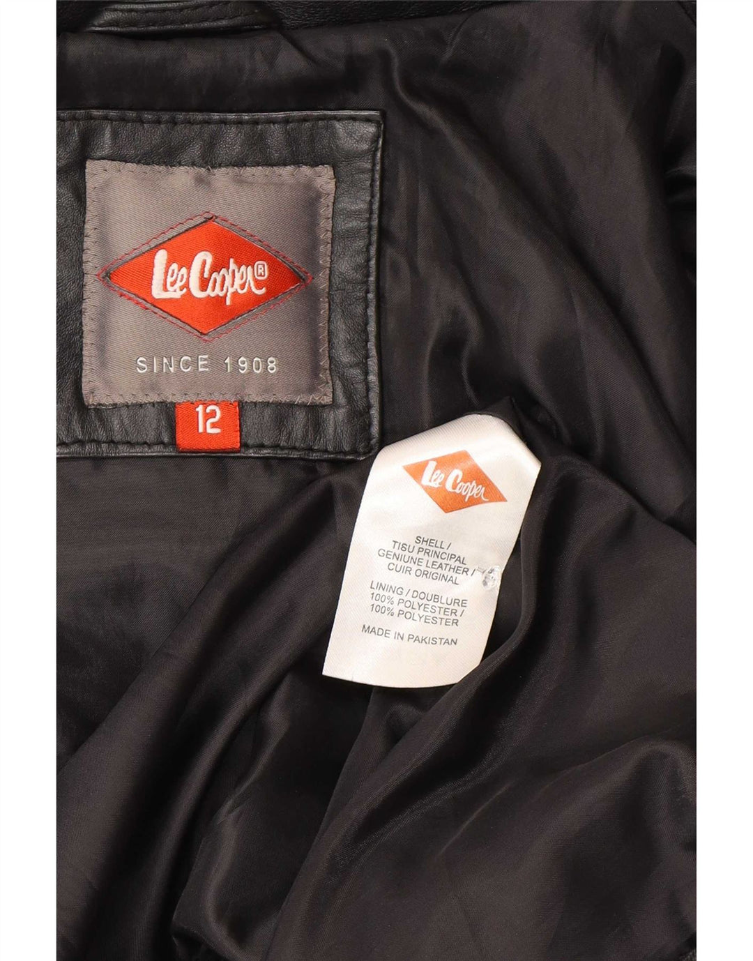 Lee Womens Cooper jaqueta de couro Reino Unido 12 médio preto