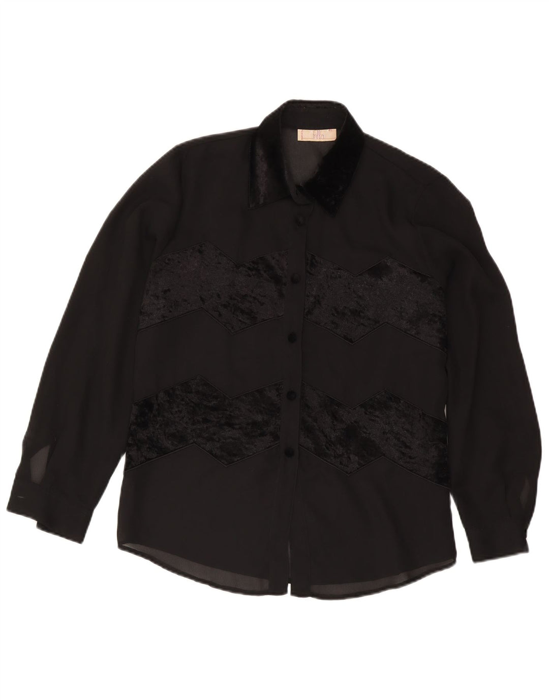 Blusa feminina vintage IT 46 poliéster listrado preto grande