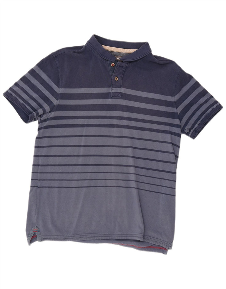 Camisa polo masculina Fat Face grande algodão listrado azul