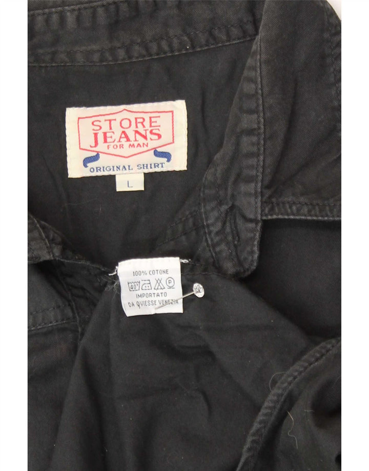Camisa masculina vintage grande algodão preto