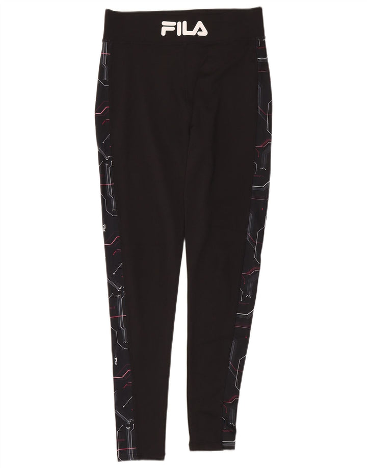 Fila Womens Graphic Leggings UK 12 Poliéster Geométrico Preto Médio