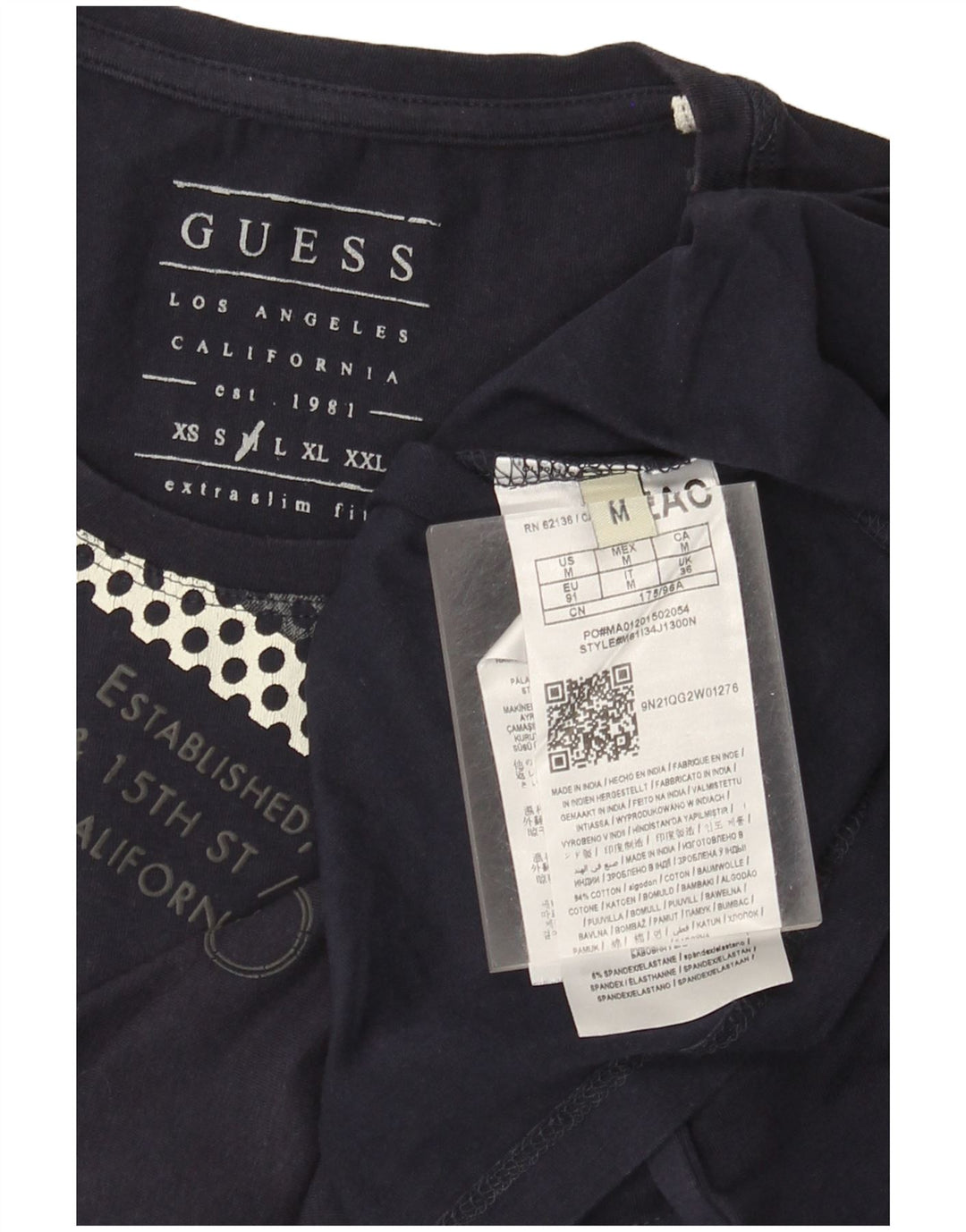 Guess Camiseta masculina extra slim gráfica top médio algodão azul marinho