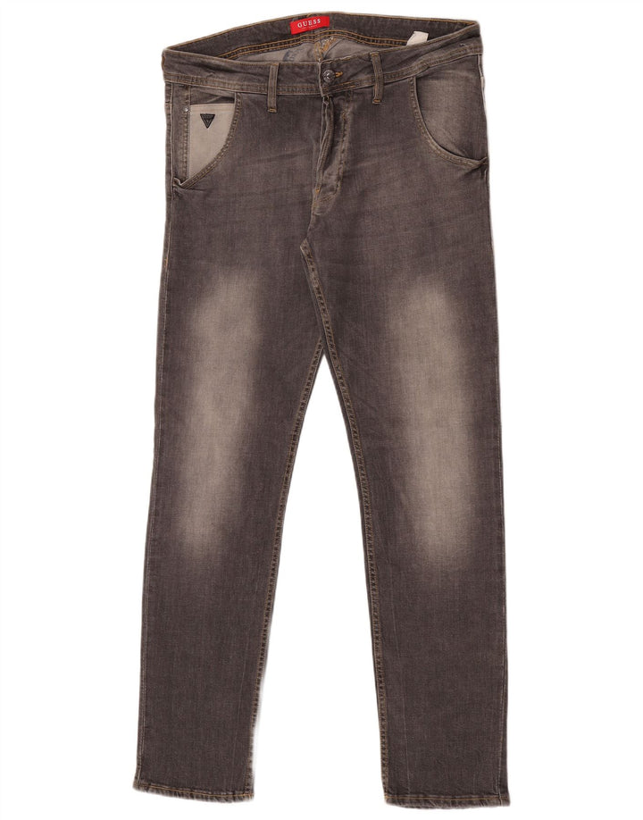 Guess Mens Slim Jeans W33 L32 Cinza Algodão