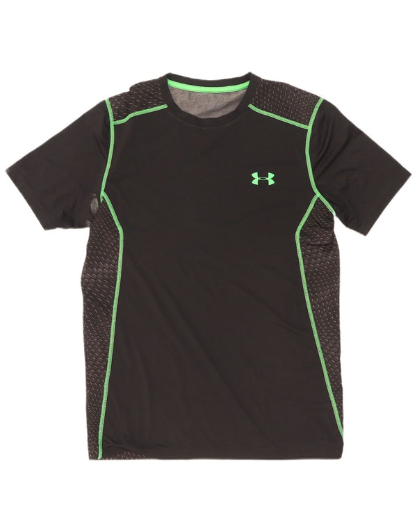 Under Armour Mens T-Shirt Top Pequeno Poliéster Geométrico Preto