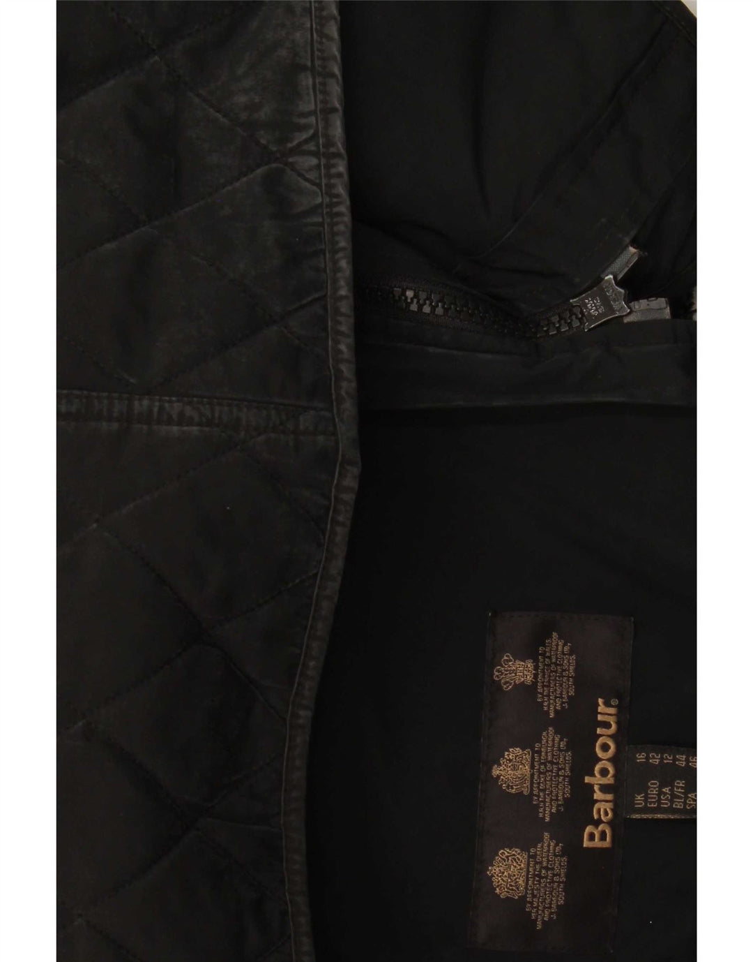 Jaqueta acolchoada feminina Barbour UK 16 grande poliamida preta
