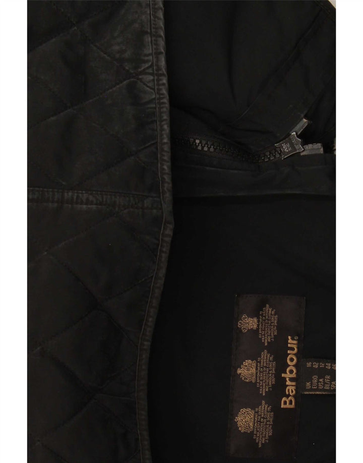 Jaqueta acolchoada feminina Barbour UK 16 grande poliamida preta