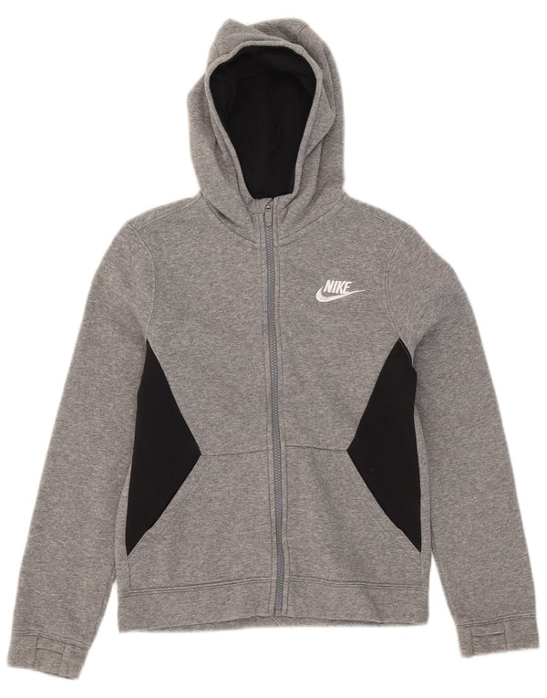Moletom com Capuz e Zíper Nike Menino 10-11 Anos Cor Cinza Médio Bloco de Cor Algodão