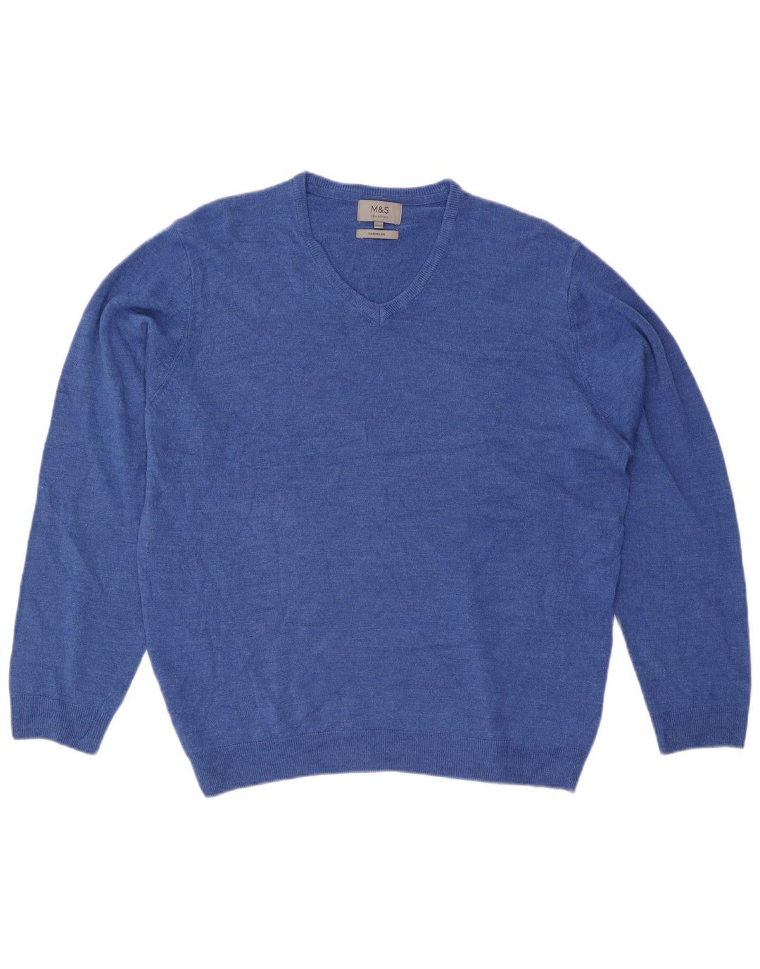 Suéter masculino Marks & Spencer com decote em V 2XL azul acrílico