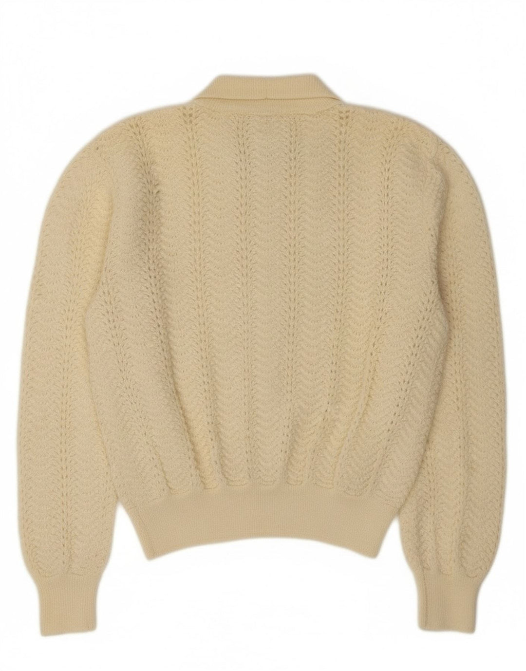 Suéter Cardigan Crop Feminino Vintage Reino Unido 10 Pequeno Off White