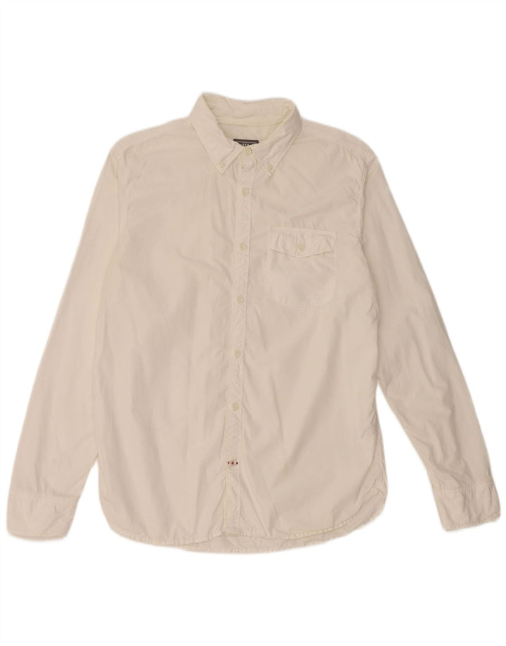 Camisa masculina Fat Face de algodão branco médio